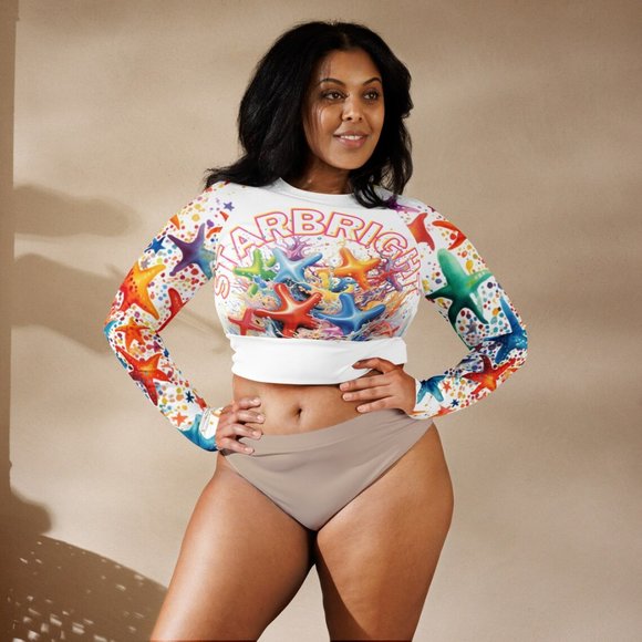 MUDPUPs Starbright Surfer Girl Rash Guard Beach Coverup Custom Crop Top - Picture 2 of 10